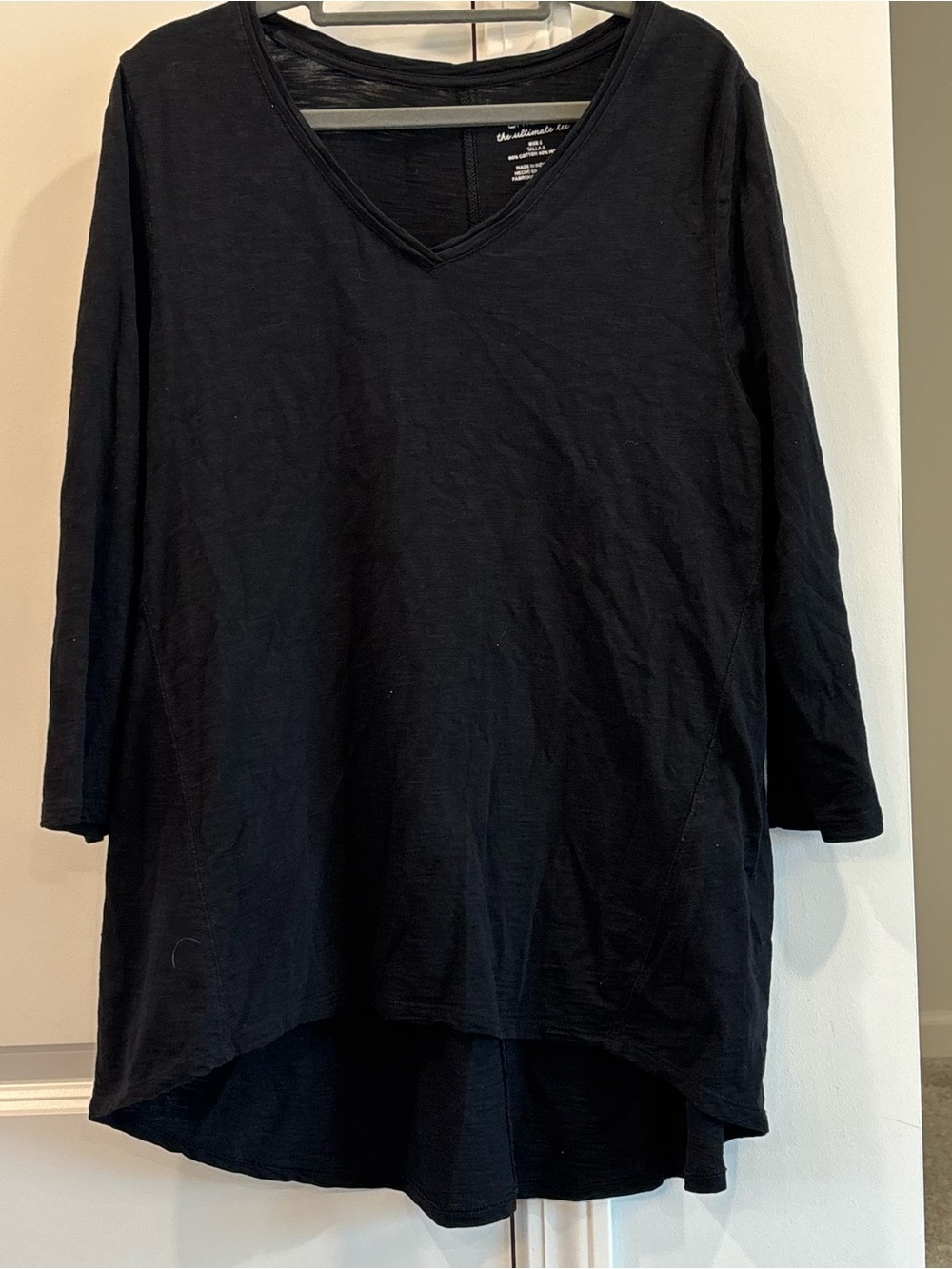 Chico’s Ultimate Tee Black V-Neck Long Sleeve Women's Large / 2